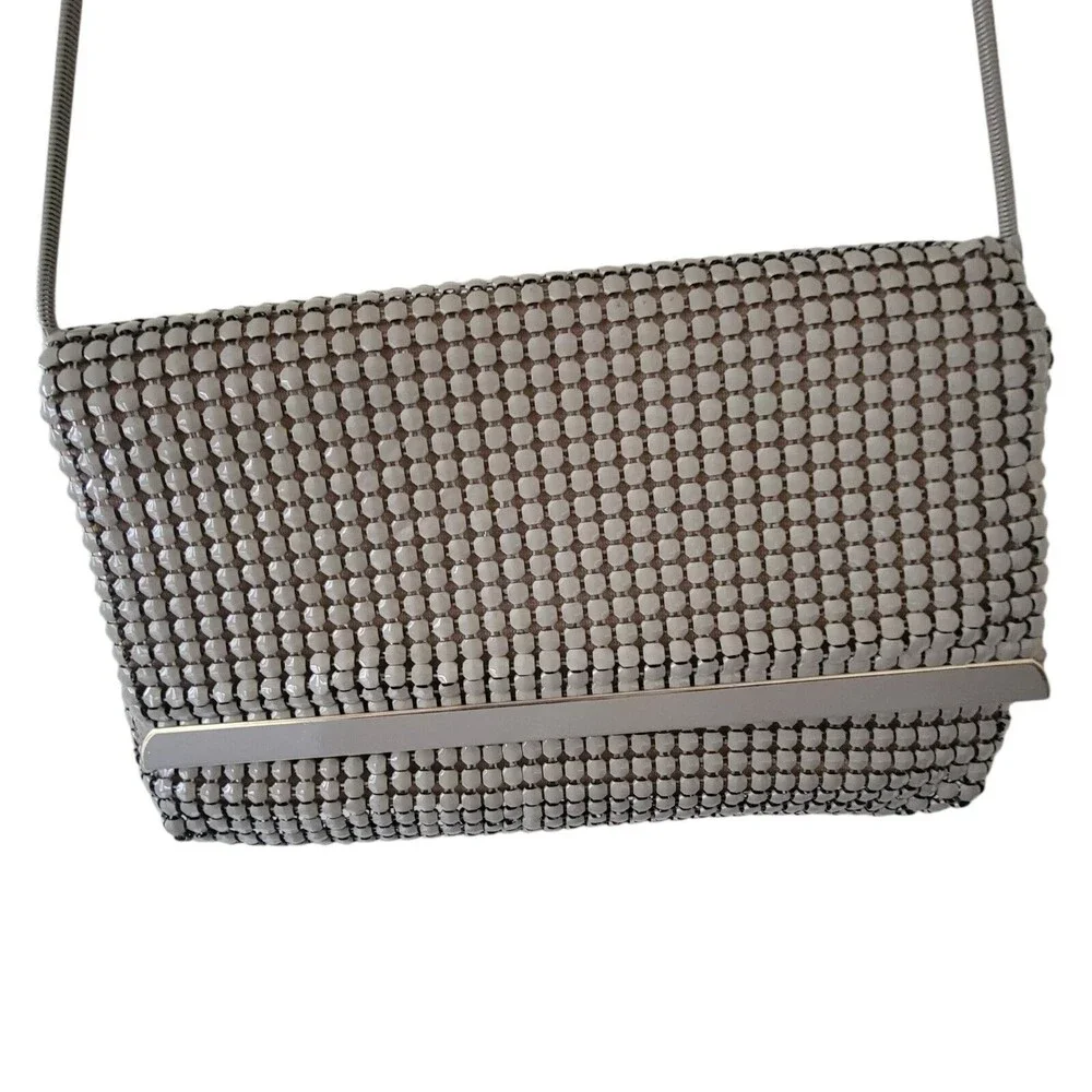 Vintage Mesh Purse‎ Taupe Alumesh Handbag Clutch